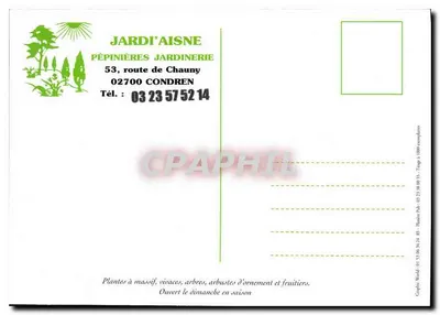JARDI'AISNE — Jardim e viveiros — 02700 CONDREN — Verso