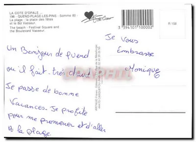 Quend-Plage-les-Pins — Amor Mar Sol — Artaud Frères, R 158 — Verso