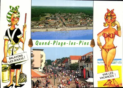 Quend-Plage-les-Pins — vista panorâmica e rua animada — editor Artaud Frères, N° 156
