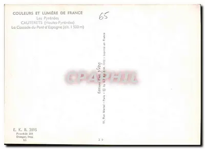 A Cascata do Pont d'Espagne — As Pirineus — Edições Draeger, Paris — Verso