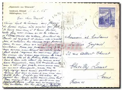Höblinghaus — Innsbruck, Áustria — editora: Kempf & Co. (número de série não visível) — Verso