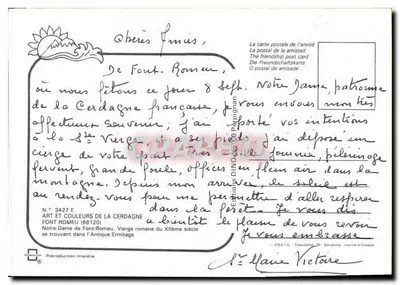 Nossa Senhora de Font-Romeu — Virgem romana do século XII — Éditions DINO, Palaudense, 20 — N° 3427 E — Verso