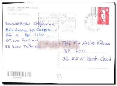 Bassins d'Arcachon — widok z lotu — Éditions C.P.A.P.H.I.L. nr 277 — Rewers