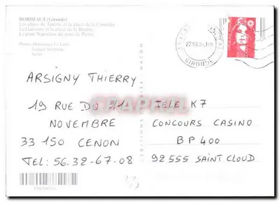 Bordeaux — widok panoramiczny — Éditions Graphephil — Rewers