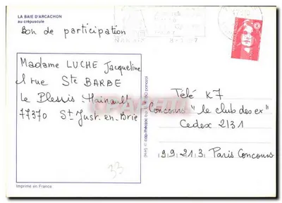 Zatoka Arcachon — zachodzące słońce — wydawca IRIS — Rewers
