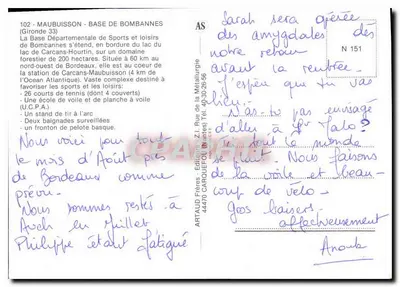 Maubuisson - Base de Bombannes — editor Artaud Frères, n° 102 — Verso