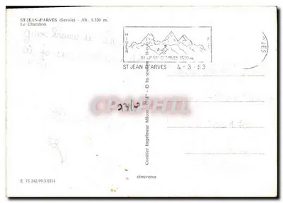 St-Jean-d'Arves — Le Chambon — Impressor Combier — Verso