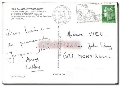 Col do Freixo — Saint-Pierre-d'Albigny (Savoie) — Combiér Imprimeur Magon — Verso