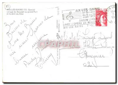 Aix-les-Bains — Grand port et dent du Chat — Verso
