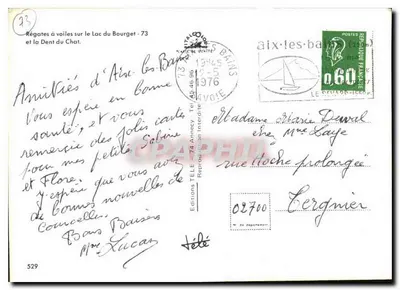 Regaty z jachtami na jeziorze Bourget — 73 — Wydawnictwo TÉLÉ — Rewers