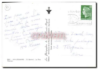 Park w Aix-les-Bains — kwitnący ogród i odwiedzający — Fotografie G. Rosat-Mignot, wydanie 6551 — Rewers