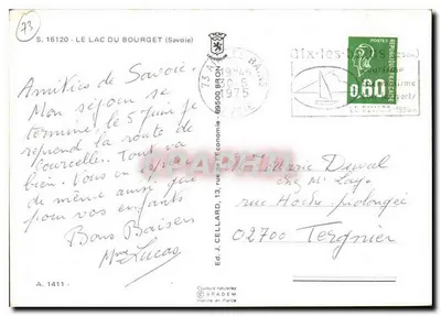 Lago do Bourget — Aix-les-Bains, Abadia de Haute-Côme, Dente do Gato — Ed. J. Cellard — Verso