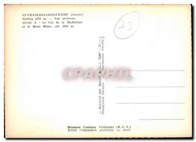 St-François-Longchamp — Widok z lotu nad Przełęczą Madeleine i Górami Alp — Combiér Imp. Macon — Rewers