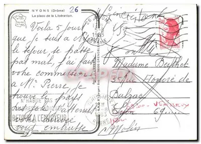 Nyons — Praça da Liberdade — Edição La Cigogne — Verso