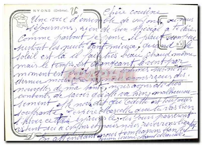 Nyons — vista panorâmica — editor desconhecido, número de série não visível — Verso