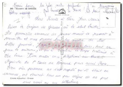 Grasse — widok panoramiczny, ogród z fontanną, taras winniczy — Éditions d'Art Monique - Nice, n°865 — Rewers