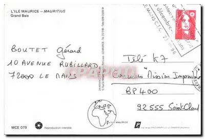 Paisagem tropical — Grand Baie — editor Les éditions C.F.E.M. n° MCE 079 — Verso