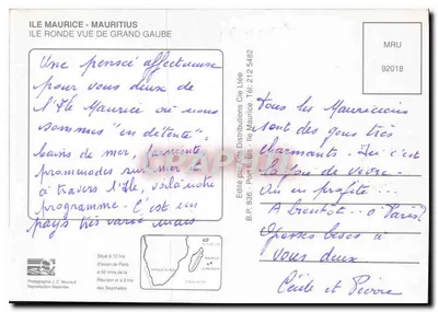 Ile Ronde vista de Grand Gaube — Cie Lée, Port Louis — Verso