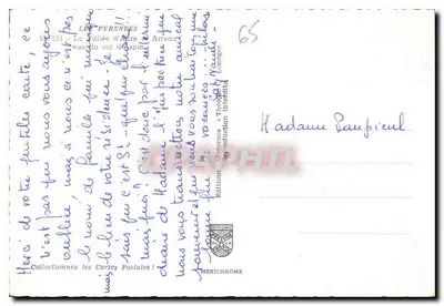 Wąwóz Aure - Arrecour - widok z przełęczy Aspin — Wydawnictwo Diplôme, Lipopges — Rewers
