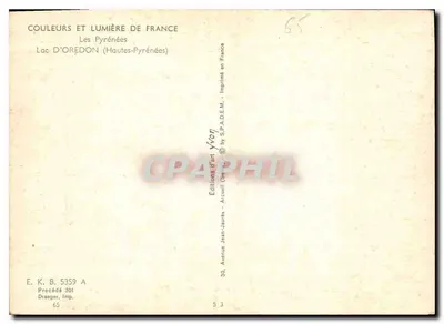 Lac d'Oredon — Haute-Pyrénées — Éditions d'Art Yvon — Achterkant