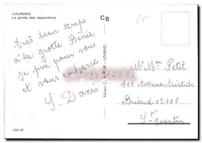 Jaskinia Święta — Lourdes — Wydawca C. Barrère — Rewers