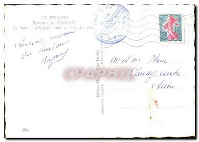 Widok doliny Argelès z Pic du Jar — Pyrenées — Wydawnictwo RELEA Nice — Rewers