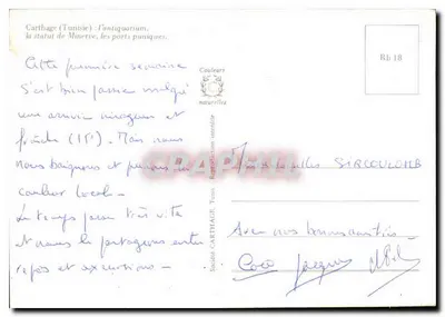 Carthage (Tunisja) — antiquarium, statua Minerve, porty punickie — Kolor naturalny, Rb 18 — Rewers