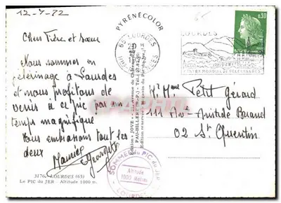 Lourdes — Pic du Jer — Wydawnictwo Pyrénécolor — Rewers