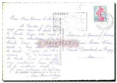 Lourdes — Bazylika i Pic du Jer — wydawca Edlux — Rewers