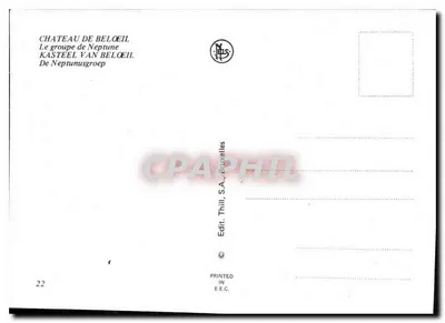 Castelo de Beloeil — O Grupo de Netuno — Edit. Thill, S.A., Bruxelas, n°22 — Verso