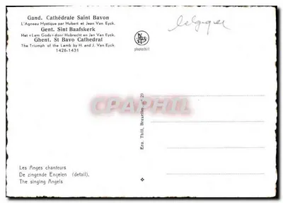 Os Anjos Cantores — detalhe da Catedral de São Bavon de Gand — photolhill, Bruxelas — Verso