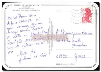 Cannes — O Portinho de Praia e o Palácio dos Congressos — Graphphil — Verso