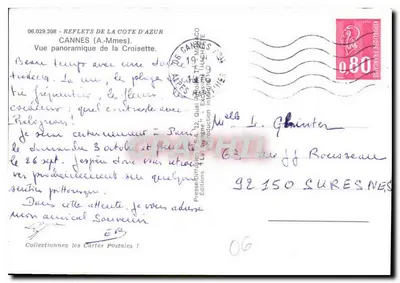 Cannes — Panoramiczny widok Croisette — Wydawnictwo IRIS — Rewers