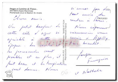 Antibes — Promenada pod Bastionem Świętego Andrzeja — Wydawnictwo M.I.R.E. Menton — Rewers