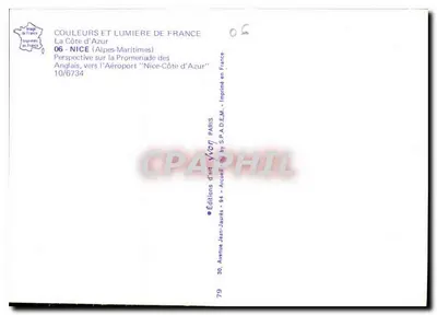 Nice — perspektywa na Promenade des Anglais w kierunku lotniska — Éditions Jean-Jaurès, seria 10/6734 — Rewers