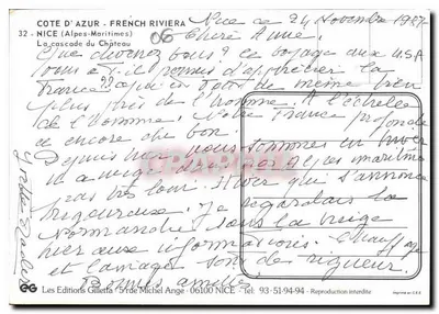 Nice - Widok na wodospad zamku — Les Éditions Gilletta — Rewers