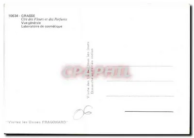 Grasse — Cidade das Flores e dos Perfumes — Editor: Fragonard, n° 10634 — Verso