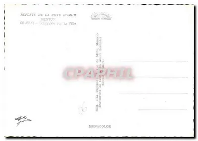 La Cisogne — Panoramiczny widok na Menton — Wydawnictwo Monacolor — Rewers