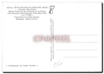 Saint-Dalmas-Valdeblore — Dom rodzinny na wakacjach « Le Tyrol » — Wydawnictwo S.E.P.T. — Rewers
