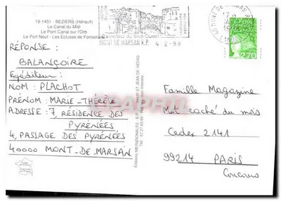 Béziers — Kanał Midi — Wydawnictwo Meridionalne — Rewers