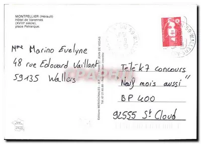Fontanna w wewnętrznym ogrodzie — Montpellier — Wydawnictwo Méridionales — Rewers