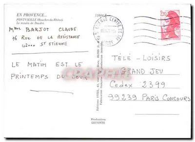 Mühle von Daudet — Provence — Verlag Estel, Seriennummer nicht sichtbar — Rückseite