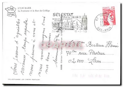 Selestat — Fontanna i ulica Collegium — Wydawnictwo Philippe — Rewers