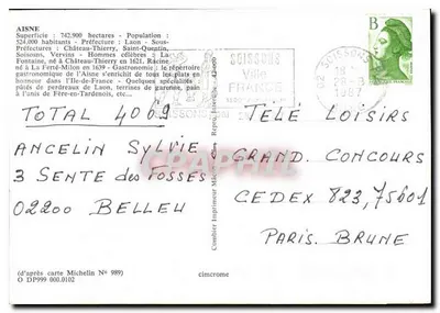 Aisne 02 — Carte Touristique avec carte et photos de lieux — Éditeur Cimicrome — Verso