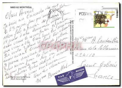 Montreal — widok z lotu ptaka z mostem Jacques-Cartier — NMS162, wydawca City Sights PreCards — Rewers