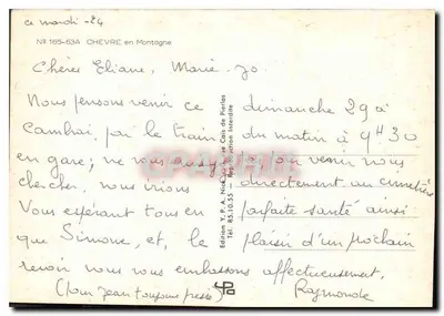 Koza w górze — N° 165-63A — Wydawnictwo Y.P.A. Nice de Caïs de Pierlas — Rewers