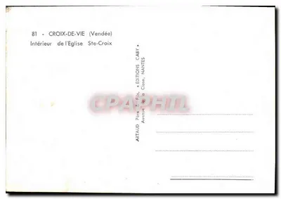 Wnętrze kościoła św. Krzyża — Croix-de-Vie (Vendée) — Wydawnictwo Caby, Nantes — Rewers
