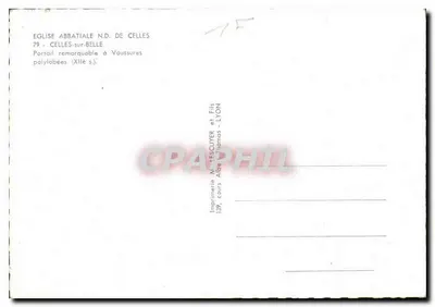 Igreja Abacial Nossa Senhora de Celles — Portal Polilobado com Voussures — Imprensa N. ESCUYER e Filhos, Lyon — Verso