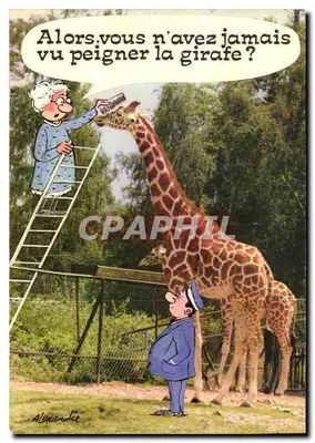 Girafa — cena humorística com mulher em escada e homem em uniforme — Alexandre