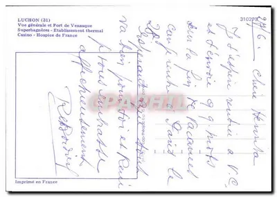 Luchon — ogólny widok, Port de Venasque, Superbagnères, Kasyno, Szpital termalny — Wydane w Francji — Rewers